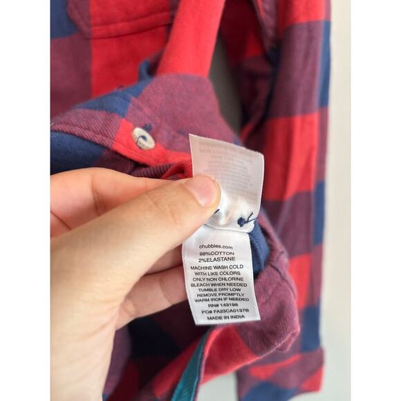 NWOT Chubbies Checkered Plaid Classic Flannel Size Small Blue Red - Picture 3 of 5